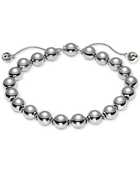 gucci ladies silver boule beaded bracelet-17cm|gucci sterling silver charm bracelet.